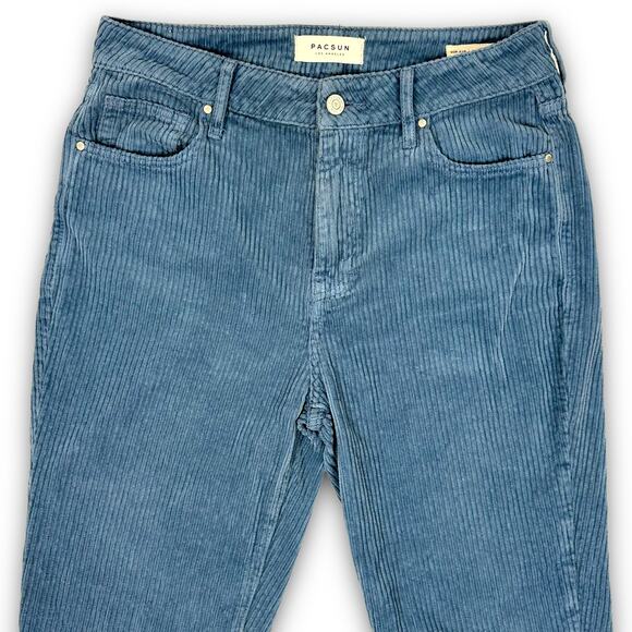 PacSun High Rise Mom Corduroy Ankle Pants Jeans Tapered Leg Relaxed Blue Size 27 - Picture 4 of 8